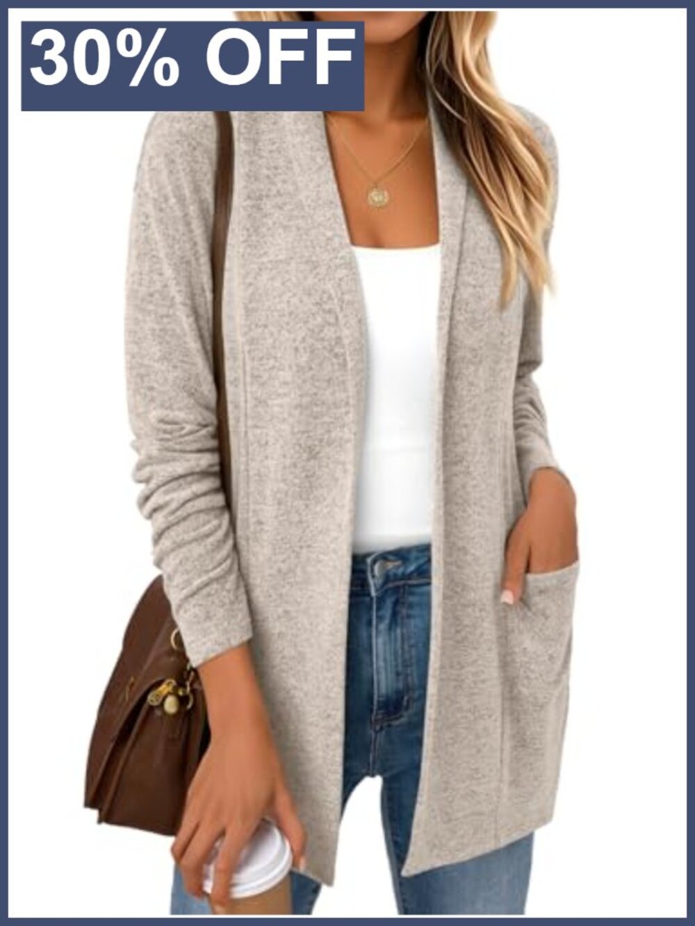 Lightweight Double Placket Cardigan with Pockets for Women Casual Layering
